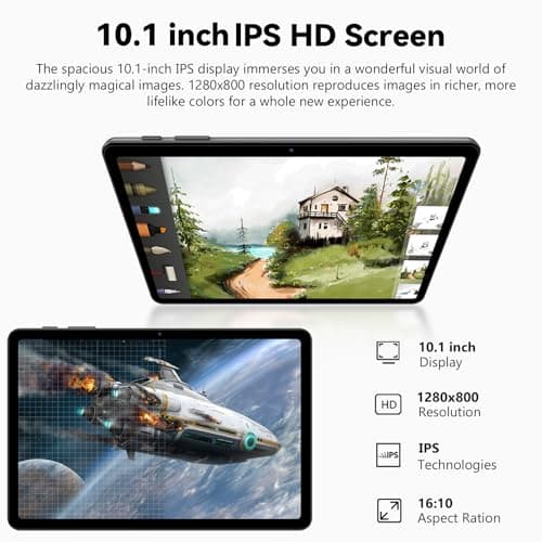 Android 16 Tablet, 10 Inch Tablet with Keyboard, Octa-Core, 24GB RAM 64GB ROM 2TB Expand, 2 in 1 Tablets with Gemini AI, 6000mAh, WiFi, Widevine L1, GMS, Tablets PC with Case, Mouse, Stylus (Black) - Thumbnail 6