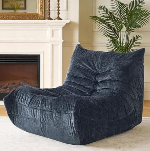 Bean Bag Chair, Bean Bag Chair for Adults Boneless Chair Fireside Chair,Gaint Bean Bag Sofa with Memory Foam Filled for Living Room,Bedroom,Reading Room,Gaming Room(Black)