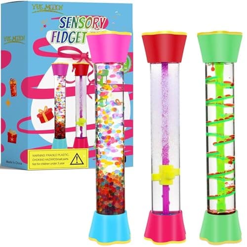 Cucue Sensory Fidget Tubes - Calming Toys for Kids- Sensory Tube with Glitter Bottle, Gravity Spinner, Bubble Drop Spiral - Fidget Toys for Classroom, Desk Decor, Stocking Stuffers ( 3 Pack ) - Image 1