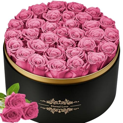 Jibeufi 33 Preserved Flowers Rose Forever Gifts for Her, Forever Roses in a Box for Women Delivery Prime Birthday Anniversary, for Women, Mom, Girl Friend (Pink) - Image 1