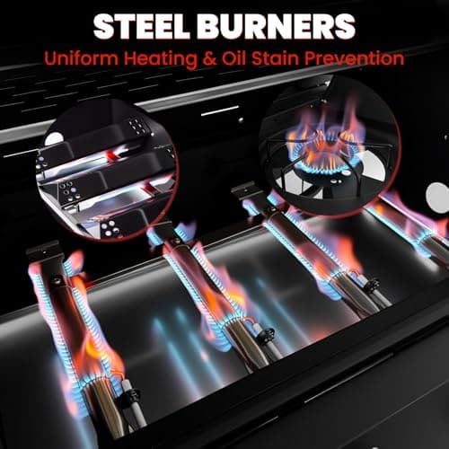 RYHOFOUD 4-Burner w/Side Burner Gas Grill with 292 SQ.IN. Outdoor Grill with 44,000 BTU,Propane Grills with Top Cover Lid,Grills Outdoor Cooking for Patios,Camping,Balcony-Q043 - Thumbnail 5