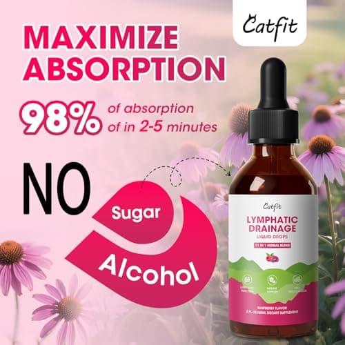 Lymphatic Drainage Supplements Drops for Immune, Lymph System Support, Cleanse & Detox, Liver Health with Echinacea,Elderberry,Cleavers Herb,Burdock, Calendula, Non-GMO, Raspberry Flavor, 2 Fl Oz - Thumbnail 6