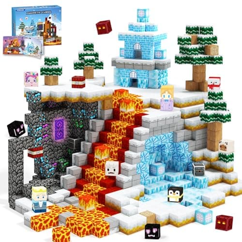 Titoclar Winter Christmas Magnetic Blocks for Kids Ages 3-10 - Magnetic Building Tiles - STEM Educational Sensory Toys for Kids Ages 3-5 4-8, Holiday Birthday Gift for Girls & Boys