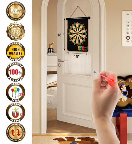 Givevan Magnetic Dart Board for Kids, Gifts Ideas for Teenage Boys Girls, Dartboard Games, Toys for Teen Age 6 7 8 9 10 11 12 13 14 15 16 Years, Cool Stuff for Christmas, Room Decor - Thumbnail 3