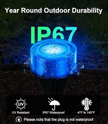 50Ft Permanent Outdoor Ground Lights Smart Color Changing, Pathway Christmas Lights Waterproof, Walkway Lighting for Outside Garden Back Yard Driveway Patio Sidewalk Landscape Path Decorations - Thumbnail 5