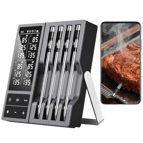 Smart Wireless Meat Thermometer with 4 Probes & 800ft Range, Bluetooth Grill Food Thermometer, Digital Backlit Screen, 0.5S Instant Read, NIST ±0.5℉ Accuracy for Kitchen BBQ, Oven, Smoker, Air Fryer - Image 1