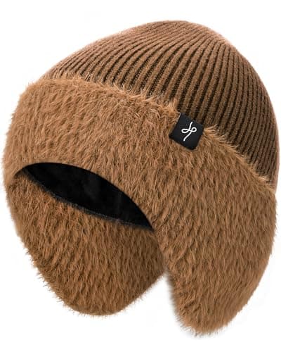 HAMUNI Winter Fleece-Lined Beanie with Earflaps, Warm Windproof Unisex Beanie Hat for Skiing, Hiking & Outdoor Winter Sports - Image 1