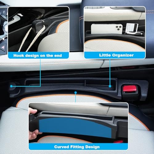 Cloud pie Car Seat Gap Filler with Drop Prevention & Storage Hook - Between Seats Console Organizer for SUV Truck - Car Accessories - Set of2 (Black) - Thumbnail 3