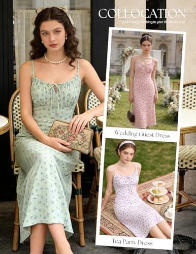 Belle Poque Floral Dress for Women Summer Backless Spaghetti Strap Dresses Cami Dresses Tea Party Dress (Purple Floral,L) - Thumbnail 5