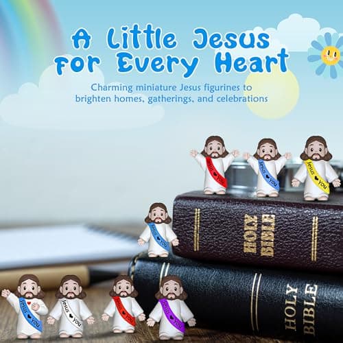 Imerance 100 Pcs Little Jesus Figures，Mini Jesus Figurines Tiny Statues for Easter Egg Stuffers to Hide and Seek Sunday School Religious Party Share （Multicolor） - Thumbnail 6