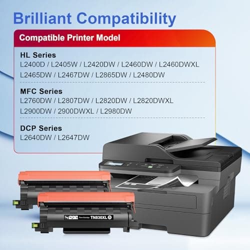 Toner Kingdom Compatible TN830XL Toner Replacement for Brother TN830XL TN830/XL/V/R TN-830XL with DCP-L2640DW HL-L2460DW HL-L2405W HL-L2480DW MFC-L2820DW MFC-L2760DW MFC-L2900DW XL (2 Black) - Thumbnail 2