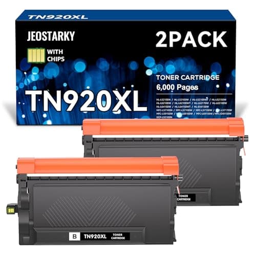 Jeostarky TN920XL TN920 Toner Compatible for Brother TN-920 XL TN920XL Toner with chip Replacement for HL-L6210DW HL-L6210DWT HL-L5210DN HL-L5210DW HL-L5210DWT HL-L6310DW MFC-L6810DW(2 Black) - Image 1