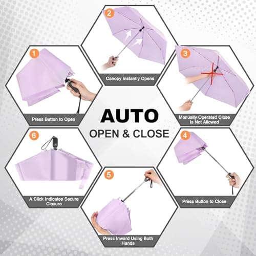 Lejorain Mini Flat Umbrella Automatic - Compact Foldable Umbrella for Travel Size Sturdy Lightweight Umbrellas Women Paraguas - Thumbnail 4