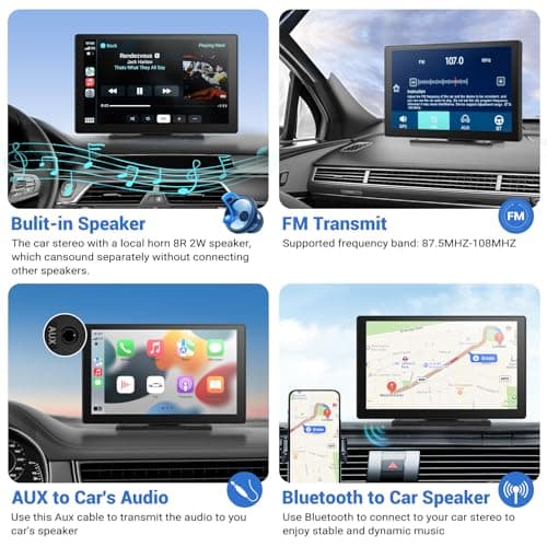 HAUXIY Wireless Apple Carplay Screen for Car 4K Dash Cam, 9" Portable Apple Carplay & Android Auto Car Stereo, with 1080p Backup Camera, GPS Navigation/Mirror Link/Voice Control/Bluetooth - Thumbnail 5