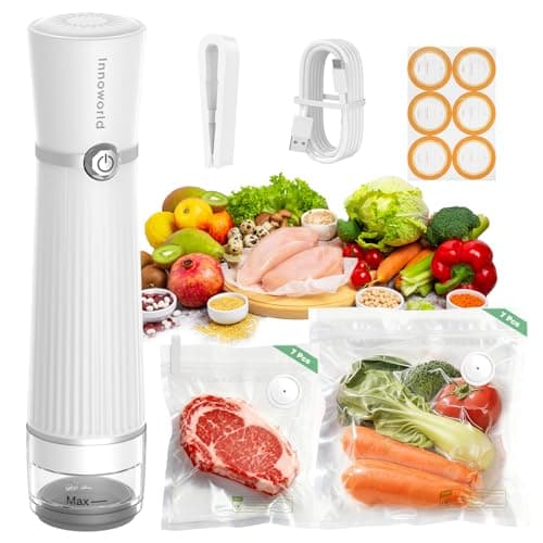 Innoworld Vacuum Sealer for Food with Visible Water Tank, Handheld Saver Compact Vacuum Sealer Machine with 14 Reusable Vacuum Bags, 6X Preservation & Fresh, Includes Gift Wrapping - Image 1