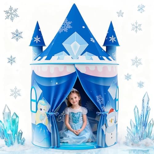 Skirfy Princess Play Tent, Frozen Toy for Girls, Ice Castle Kids Tent Indoor and Outdoor, Large Imaginative Playhouse for Toddler 3+,Christmas Birthday Thanksgiving Gift for Girls-64.2*41.3*41.3 inch - Image 1