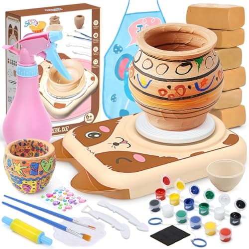 Skirfy Pottery Wheel for Kids-Complete Pottery Painting Kit Arts and Crafts for Kids Ages 8-12 with DIY Clay Art Supplies for Girls Boys Toys Birthday Christmas Gifts for 6 7 8 9 10 11 12 - Image 1
