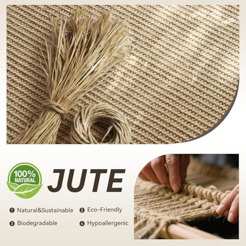 RESARE Jute Kitchen Mats for Floor, 2PCS Kitchen Rugs Set Non Slip, Runner Rugs for Kitchen, Stain Resistant Floor Mat Carpet for Hallways Entryway Laundry,17"x32"+17"x48" - Thumbnail 5