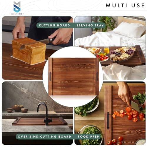 Stove Top Cover for Electric & Gas Stoves – Large Wooden Noodle Board & Cutting Board with Handles – Multi-Functional Decorative Tray for Kitchen Home Accessories 30.3"x21.7" - Thumbnail 4