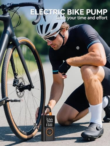 AIRSURE Tire Inflator Portable Air Compressor, Bike Pump with Gauge and USB Charging Output, 150PSI Fast Inflation Portable Tire Inflator for Car Bicycles Motorcycles Scooter Balls - Thumbnail 3