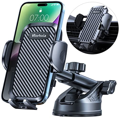 Rorhxia 3-in-1 Phone Mount for Car [2025 Most Stable and Flexible Suction Cup] Vent Dashboard Windshield Cell Phone Holder Car Fit for iPhone, Samsung, All Phone - Image 1