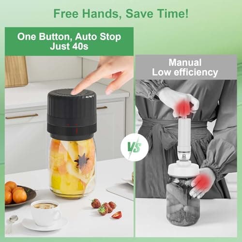 SelePow VP06+ Mason Jar Vacuum Sealer, Electric Vacuum Sealer for Jars with Wide and Regular Mouth Mason Lids, Cordless Handheld Jar Vaccum Sealer for Food Storage, Ideal Present for Mom, Wife, Black - Thumbnail 2