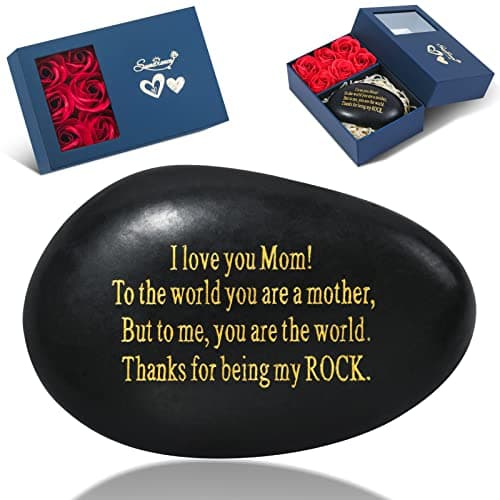Mothers Day Gifts for Mom - I Love You Mom Gifts - Sentimental Unique Gifts for Mom from Son Daughter - Happy Mothers Day Handmade Funny Engraved Rock - You Are My Rock Gifts for Mother - Image 1