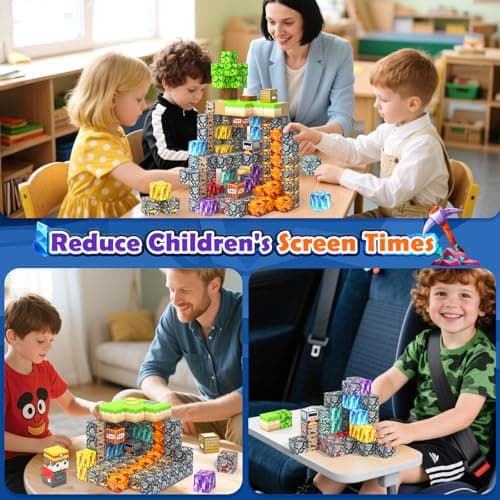 Gooidea Magnetic Blocks -150 Magnetic Building Blocks STEM Toy, Stacking Mine Magnet World Craft Cubes for Kids, Game Gift for Boys Girls Age 3-5 5-7 4-8 8-12 - Thumbnail 4