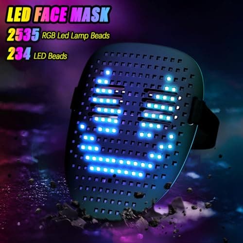Ompusos LED Mask with Gesture Sensing Transforming Light Up Face Mask for Halloween Rave, Birthday and Masquerade Parties - Thumbnail 5