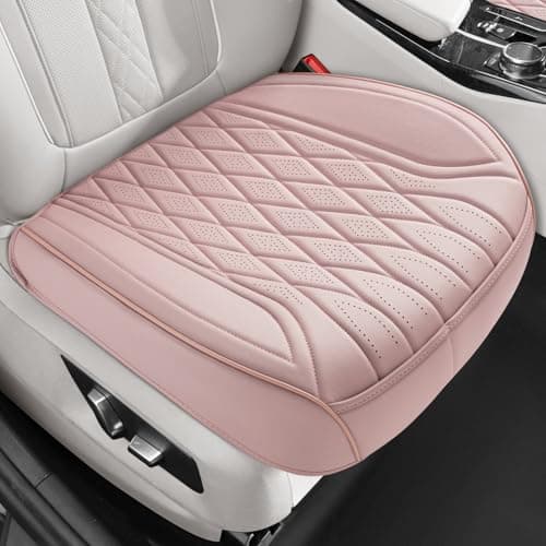 EQUIDEVDY 2 Pack Leather Bottom Car Seat Covers,Front Seat Covers for Cars,Driver Car Seat Cover,Luxury Faux Leather Seat Protectors,Full Wrap,Waterproof,for Most Vehicles,Sedan,SUV,Truck (Pink)