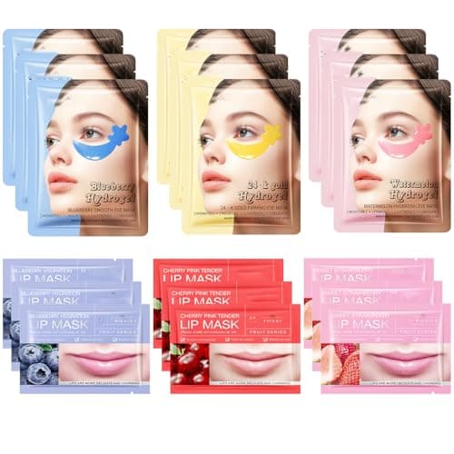 InfiniteRelax 30PCS Lip Masks & Gel Eye Masks,Crystal Collagen Eye Patches for Puffy Eyes, Moisturizing& Reducing Fine Lines Dark Circle Eye Patches for Women Men - Image 1