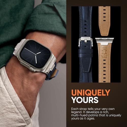 Suitisbest Leather Bands Compatible for Apple Watch Ultra Band 49mm 46mm 45mm 44mm 42mm, Genuine Leather Replacement Strap for iWatch Series 11 10 9 8 7 6 5 4 3 2 1, SE 3 2 1, Ultra 3 2 1 - Thumbnail 5