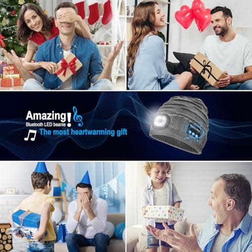 ZOOI Gifts for Men Dad Him, LED Bluetooth Beanie for Men, Fathers Day Mens Gifts for Dad, Mens Dad Gifts Cool Gadgets Stuff Grey - Thumbnail 5
