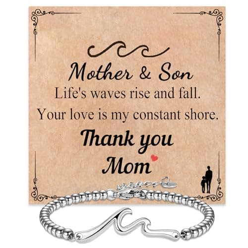 Wisedawn Gifts for Mom from Son, Birthday Mothers Day Christmas Gifts Present Jewelry Wave Bracelets for Mom - Image 1