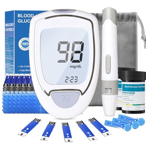 Glucose Monitor Kit, Blood Sugar Monitor with 100 Test Strips & 100 Lancets for Diabetes Testing, High Accuracy Blood Glucose Meter with Auto Eject, No Coding & Large LCD for Seniors, Glucometer Diabetes Testing Kit for Travel & Home Use - Image 1