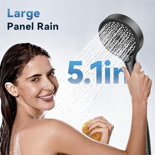 Filtered Shower Head with Handheld, High Pressure Shower Head with Filters, 3 Modes Water Softener Shower Head with Detachable Filters, Reduce Dryness on Skin and Hair, Matte Black - Thumbnail 2