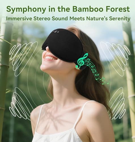 LC-dolida Bamboo Cotton Weighted Bluetooth Sleep Masks, 3D Weighted Sleep Masks with Bluetooth 5.4 Headphones, Total Blackout Bluetooth Sleep Mask for Women Men, Weight Eye Mask for Sleeping, Black - Thumbnail 6