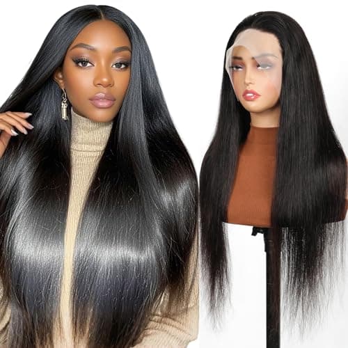 UNIKY Full Lace Human Hair Wigs 22 Inch Glueless Wigs Human Hair Straight Wigs Human Hair Wigs For Black Women Lace Front Wigs Human Hair 100% Handmade Invisible Full Lace Wig Natural Black - Image 1