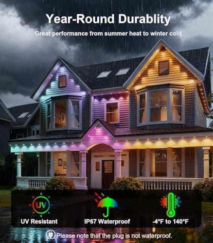 100FT Permanent Outdoor Lights for House, 2025 RGB LED Waterproof Christmas Lights Outdoor with Smart APP Remote Control, Outside Eaves Lighting House Decor for Holiday, Halloween, Roof, Party, Daily - Thumbnail 4