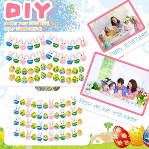 Oeyliz Easter Banner Easter Decorations Garland 4PCS Colorful Felt Rabbit Bunny Egg DIY Decorations Hanging Banner Wall Decorations Home Indoor Outdoor Party Hanging Decor Supplies - Thumbnail 4