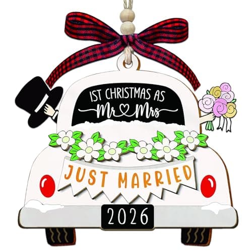 Wedding Gifts for Couples 2026, Gifts for Newlyweds, Bridal Shower Gift, Mr and Mrs Gift, Just Married Ornaments, First Christmas Married Ornament 2026 - Image 1