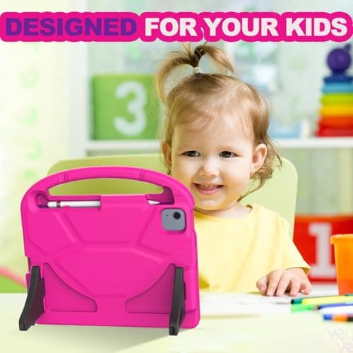 YIHE Kids Case for iPad A16 11th Generation (11" 2025) & 10th Gen (10.9" 2022) | Shockproof Tablet Cover with Built-in Screen Protector & Pencil Holder for iPad 10.9/11 Inch, Pink Purple - Thumbnail 4
