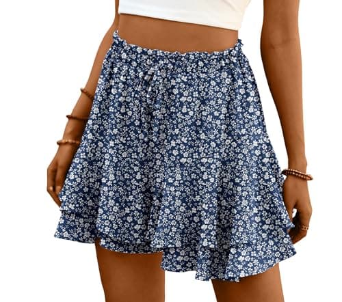Lepunuo Women Shorts Casual Flowy Boho Ruffle Tiered Skorts High Waist Mini Skirts Golf Tennis Shorts - Image 1