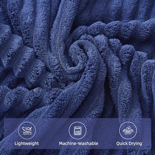 NALIVO Extra Large Bath Towel Set of 6 (40"x80"),Oversized Bath Sheet Super Soft Highly Absorbent Microfibers Quick Dry Luxury Shower Towel for Bathroom Spa Gym Hotel Yoga(Navy Blue, 6Piece) - Thumbnail 5