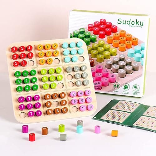 GAKICO Wooden Sudoku Board Game: Math Brain Teaser Puzzle Desktop Game Train Logical Thinking Ability with 81 Pegs for Teenagers, Adult & Seniors Brain Stimulation Toys, Party Favors & Stress-Relief - Image 1