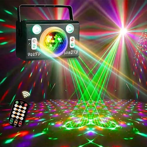 Disco Light,Party Lights, RGB 4 Lens Sound Activated DJ Strobe Stage Lights for Parties Birthday Christmas Gifts Wedding Karaoke Bar Club Pub Home Room Halloween Decorations - Image 1