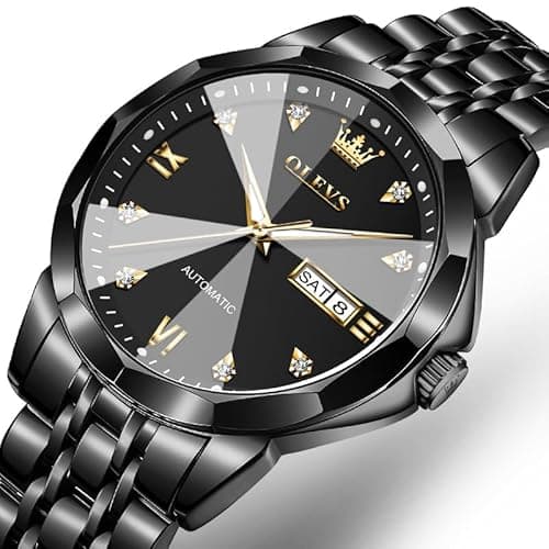 OLEVS Watch Men Fashion Luxury Black Large Mechanical Watches for Men Classic Stainless Steel Waterproof Mens Watch Classic Dress Automatic Day Date Self Winding Men's Watches Relojes para Hombres - Thumbnail 2
