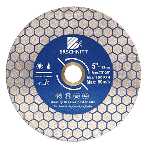 Diamond Granite Cutting Wheel 5inch - BRSCHNITT 125mm Vacuum Brazed Angle Grinder Diamond Blade for Dry and Wet Cutting Grinding Porcelain,Tile,Ceramic Tile Stone,Marble,Quartz,Granite - Image 1
