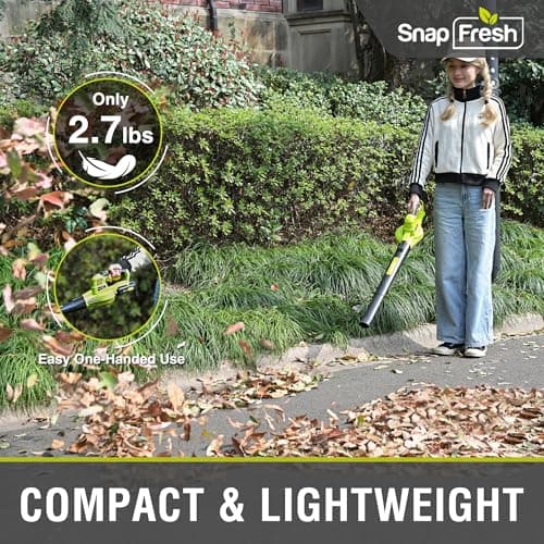 SnapFresh 20V Cordless Electric Leaf Blower - Lightweight with 2.0Ah Battery & Fast Charger, 2 Speed Modes for Lawn, Patio, Yard & Sidewalk Care - Thumbnail 5