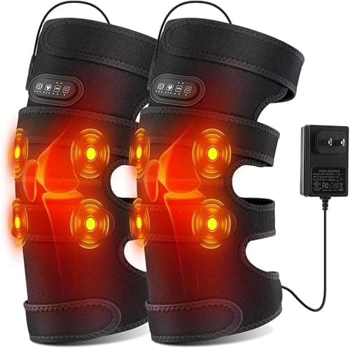 Knee Massager with Heat, Heating Pad for Knee Pain, Heated Knee Brace, Heated Knee wrap, 12V Direct Plug Power Supply, 3-Level Heating, 5 Massage Modes - Image 1